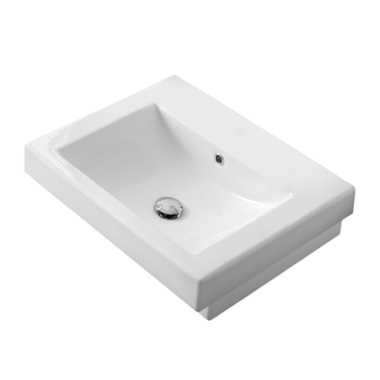 Nameeks 8007/A-No-Hole Scarabeo Square White Ceramic Built-In Sink - White