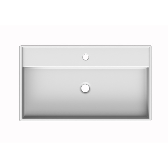 Nameeks 8031/R-80-One-Hole Scarabeo Rectangular White Ceramic Wall Mounted or Vessel Sink - White