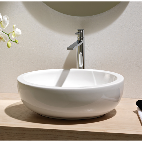 Nameeks 8112-No-Hole Scarabeo Oval Shaped White Ceramic Vessel Bathroom Sink - White