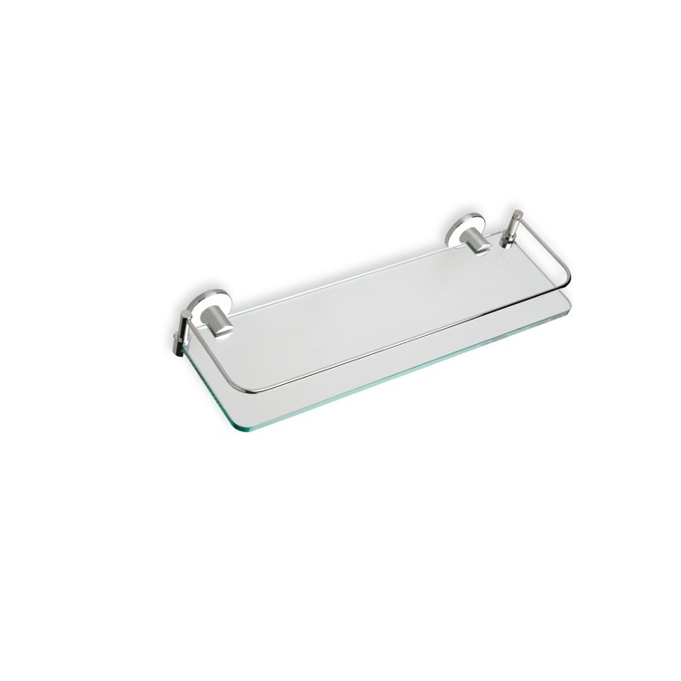 Nameeks 819-36 StilHaus Satin Nickel Clear Glass Bathroom Shelf - Brushed Nickel