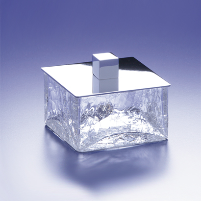 Nameeks 88127-SNI Windisch Square Crackled Crystal Glass Bathroom Jar - Satin Nickel - Click Image to Close