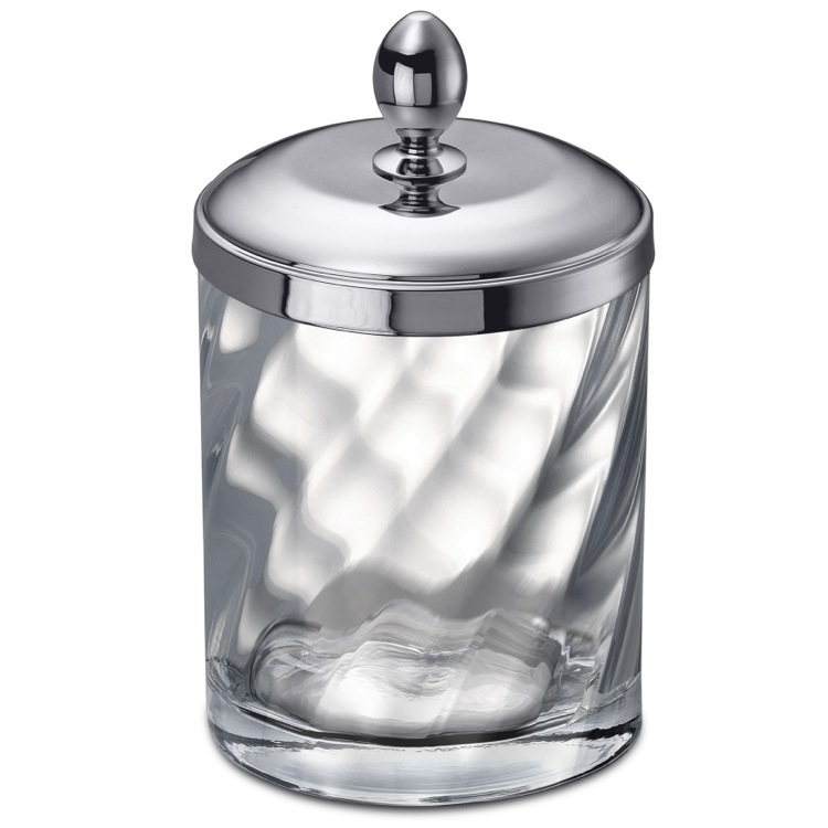Nameeks 88804CR Windisch Twisted Glass Cotton Ball Jar In Chrome Finish - Chrome - Click Image to Close
