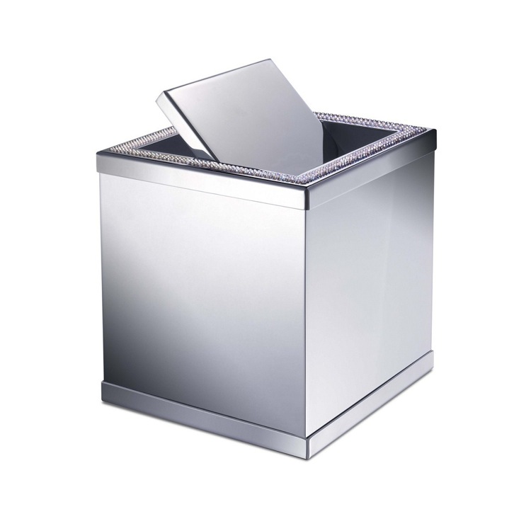 Nameeks 89191-CR Windisch Brass Square Mini Waste Bin With Swivel Lid and Shine Light - Chrome - Click Image to Close