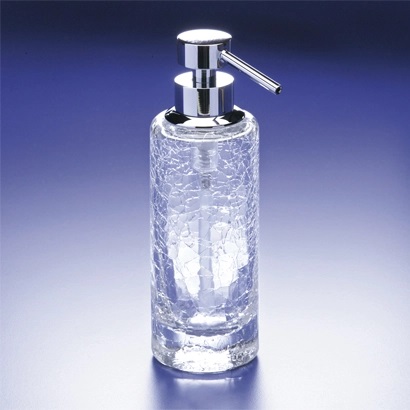 Nameeks 90414-CR Windisch Rounded Tall Crackled Crystal Glass Soap Dispenser - Chrome