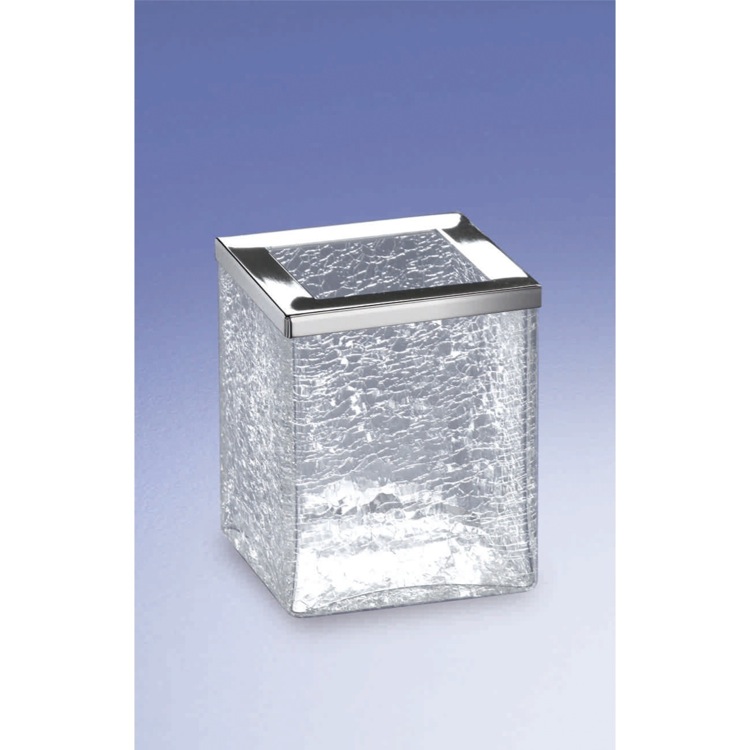 Nameeks 91149-CR Windisch Free Standing Crackled Glass Square Toothbrush Holder - Chrome
