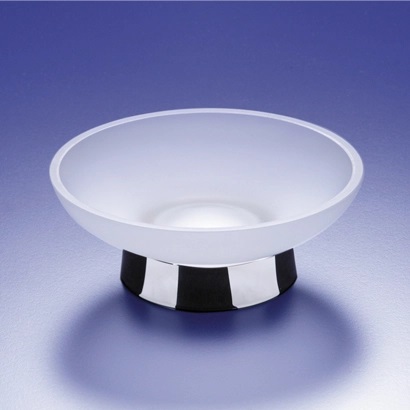 Nameeks 92117M-CR Windisch Round Contemporary Clear Crystal Glass Soap Dish - Chrome