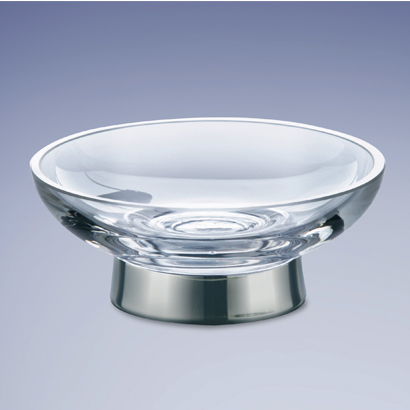 Nameeks 921311-CR Windisch Free Standing Round Glass Soap Dish - Chrome