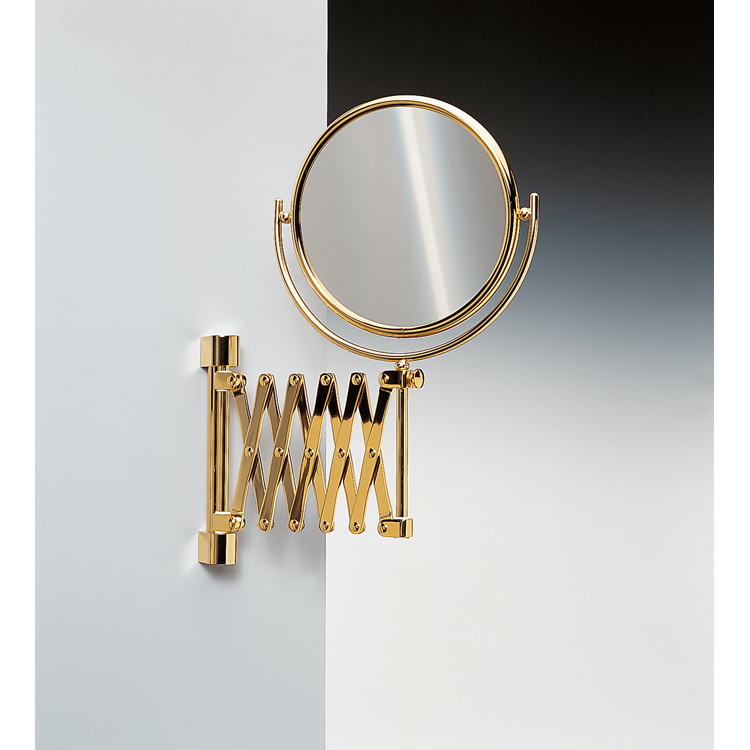 Nameeks 99148-O-3x Windisch Wall Mounted Brass Extendable Double Face 3x Magnifying Mirror - Gold