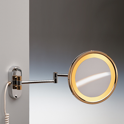 Nameeks 99150/D-O-3x Windisch Wall Mounted Lighted Hardwired 3x Brass Magnifying Mirror - Gold