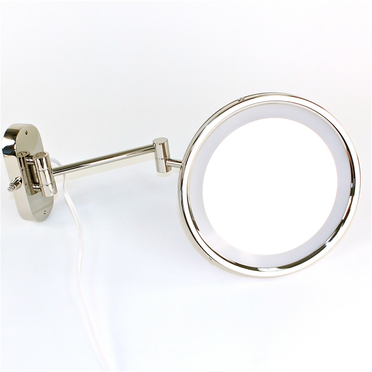 Nameeks 99150/D-PN-3x Windisch Wall Mounted Lighted Hardwired 3x Brass Magnifying Mirror - Polished Nickel