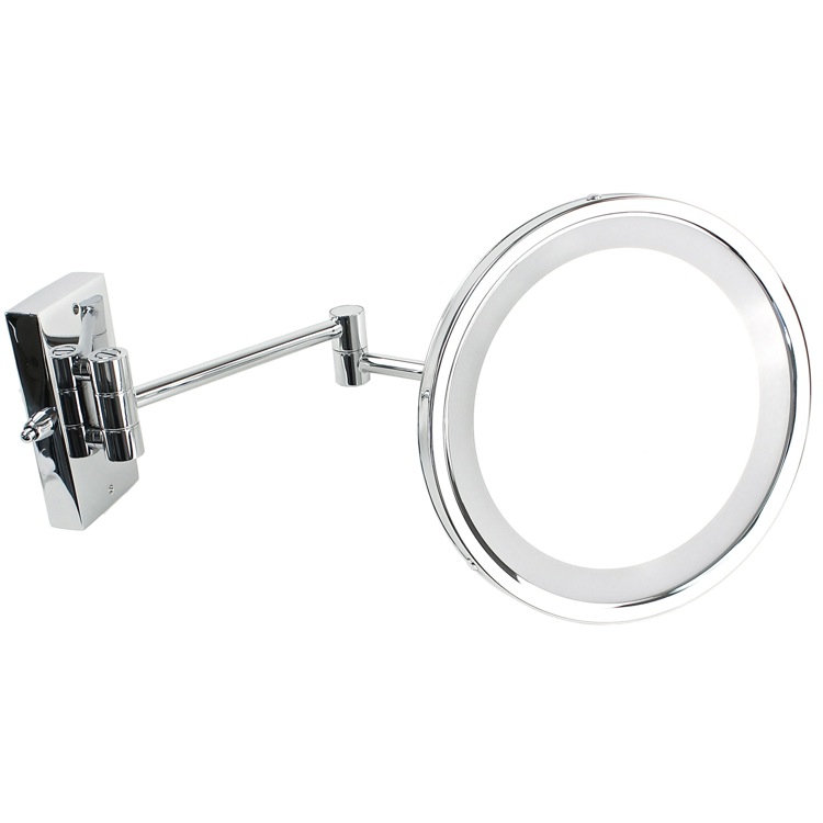 Nameeks 99187-CR-5x Windisch Wall Mounted Brass Round Lighted 5x Magnifying Mirror - Chrome