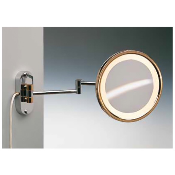 Nameeks 99250-CRO-3x Windisch Wall Mounted Brass LED Warm Light Mirror With 3x Magnification - Chrome and Gold