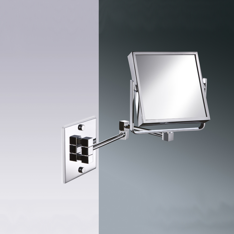 Nameeks 99345-CR-3x Windisch Square Wall Mounted Brass Double Face 3x Magnifying Mirror - Chrome