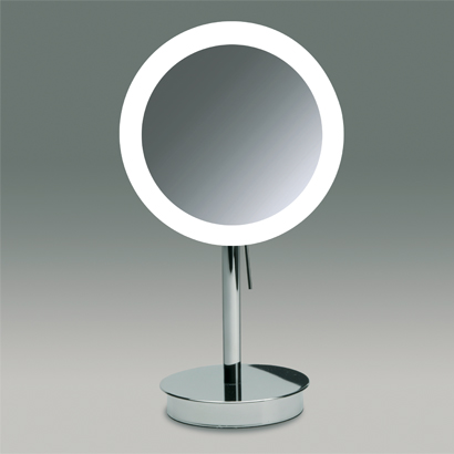 Nameeks 99651-CR-3x Windisch Round Pedestal Lighted 3x Chrome Magnifying Mirror - Chrome