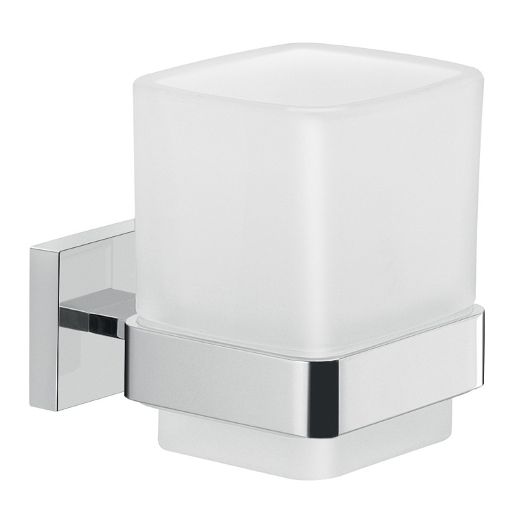 Nameeks A010-13 Gedy Frosted Glass Wall Toothbrush Holder With Chrome Mounting - Chrome