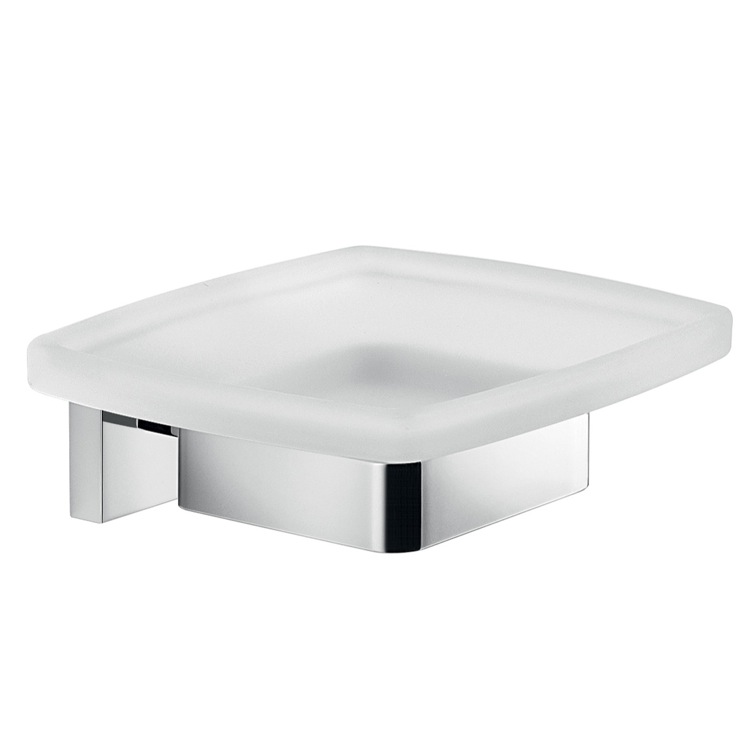 Nameeks A011-13 Gedy Wall Mounted Frosted Glass Soap Dish With Chrome Mounting - Chrome