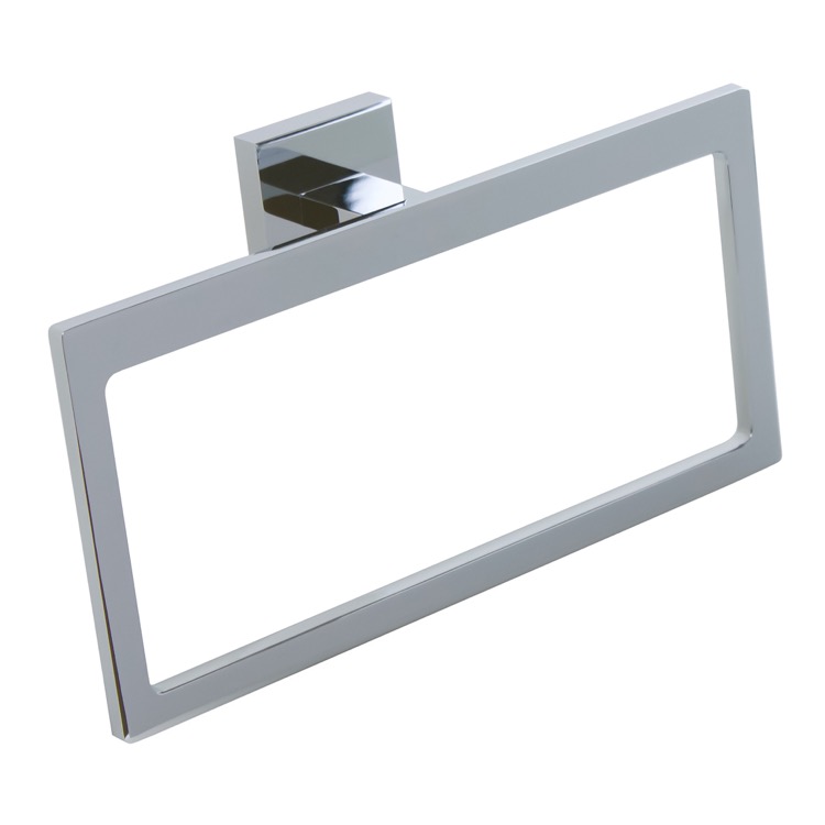 Nameeks A070-13 Gedy Modern Rectangular Chromed Brass and Cromall Towel Ring - Chrome