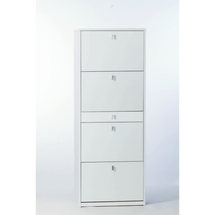 Nameeks A569-White-Ash Sarmog White Ash Shoe Rack with 4 Double-Depth Folding Doors - White Ash