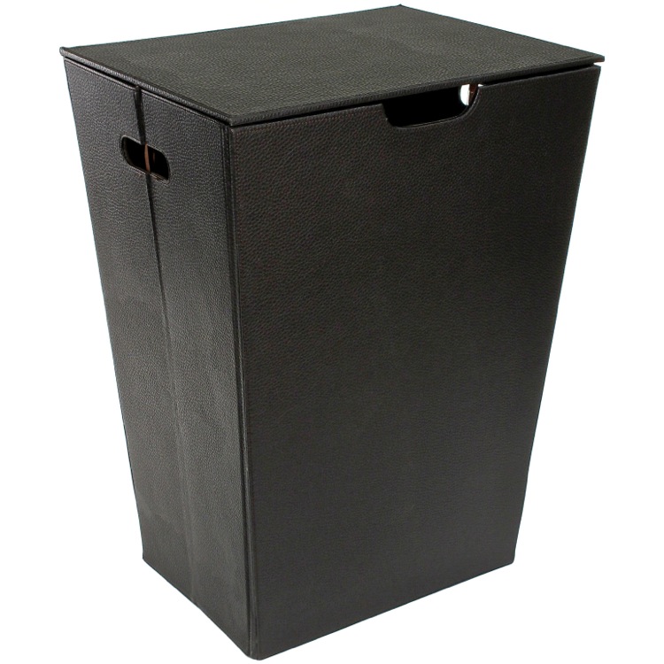 Nameeks AC38-19 Gedy Rectangular Laundry Basket Made From Faux Leather in Wenge Finish - Wenge