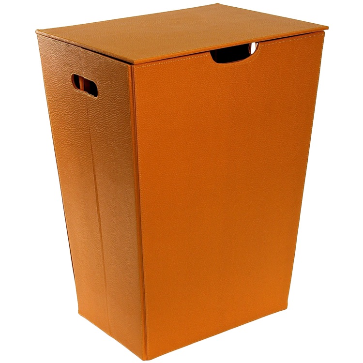 Nameeks AC38-67 Gedy Rectangular Laundry Basket Made From Faux Leather in Orange Finish - Orange