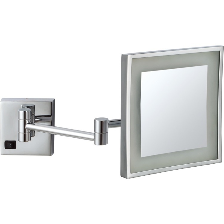 Nameeks AR7701-CR-3x Nameeks Square Wall Mounted LED 3x Makeup Mirror - Chrome - Click Image to Close