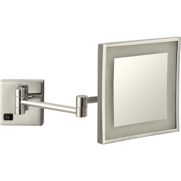 Nameeks AR7701-SNI-5x Nameeks Square Wall Mounted LED 5x Makeup Mirror - Satin Nickel - Click Image to Close