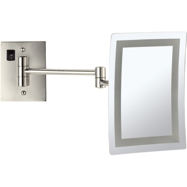 Nameeks AR7702-SNI-3x Nameeks Satin Nickel Wall Mounted Square LED 3x Makeup Mirror - Satin Nickel