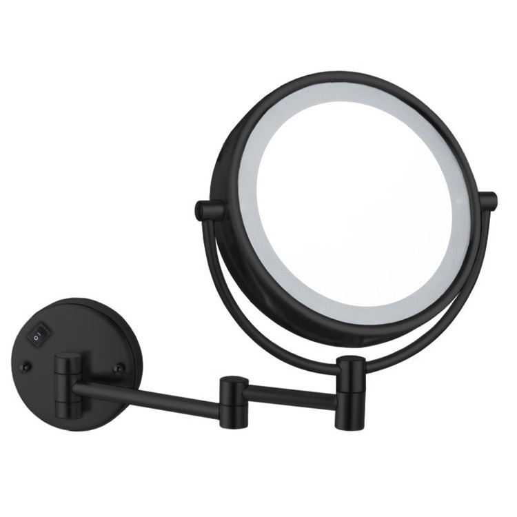 Nameeks AR7705-BLK-5x Nameeks Matte Black Double Face LED 5x Magnifying Mirror, Hardwired - Matte Black - Click Image to Close