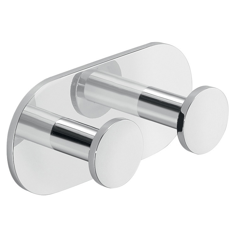 Nameeks D026-13 Gedy Chromed Aluminum Adhesive Mounted Double Bathroom Hook - Chrome