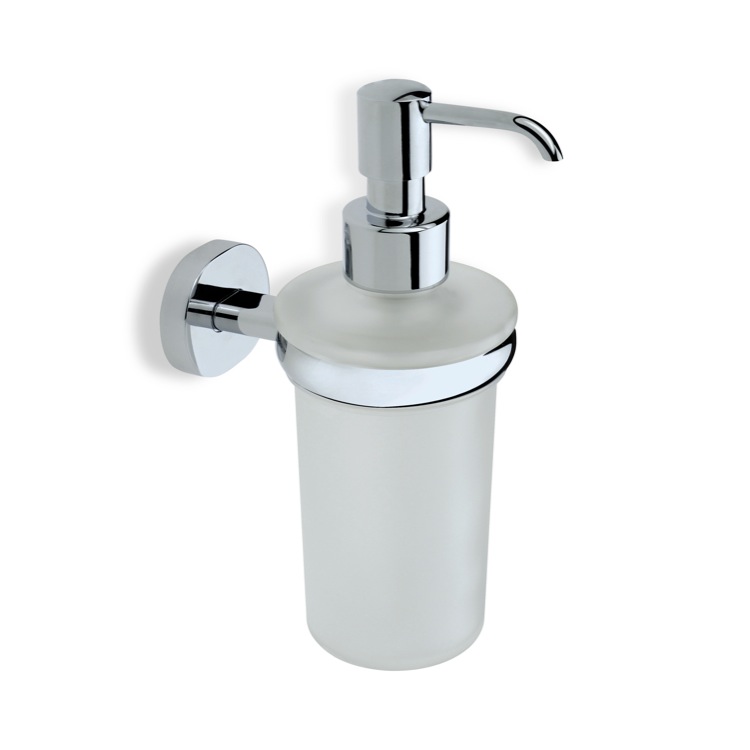 Nameeks DI30-08 StilHaus Chrome Frosted Glass Soap Dispenser with Brass Mounting - Chrome