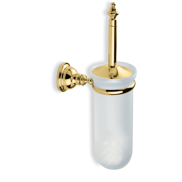 Nameeks EL12-16 StilHaus Gold Classic Style Wall Mounted Glass Toilet Brush Holder - Gold