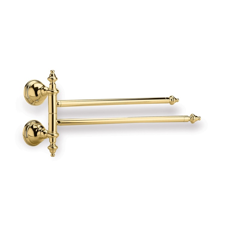 Nameeks EL16-16 StilHaus Gold 15 Inch Classic Style Double Towel Bar with Swivel - Gold