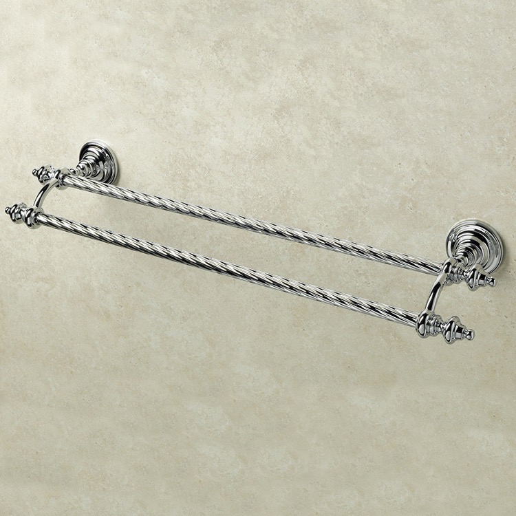 Nameeks G05.2-08 StilHaus 24 Inch Classic-Style Brass Double Towel Bar - Chrome