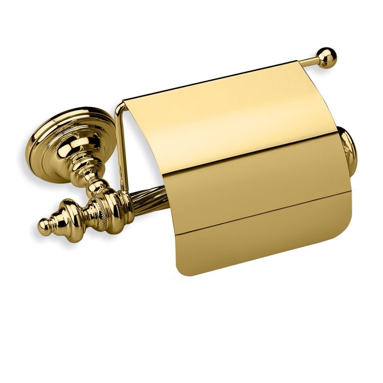 Nameeks G11C-16 StilHaus Gold Brass Toilet Roll Holder with Cover - Gold