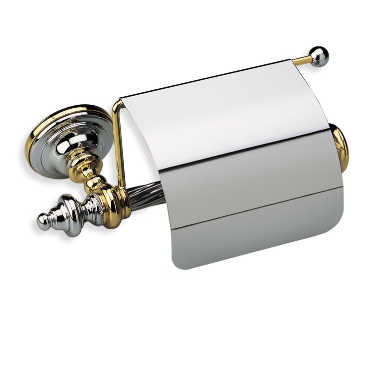 Nameeks G11C-SNI StilHaus Classic-Style Brass Toilet Roll Holder with Cover - Satin Nickel