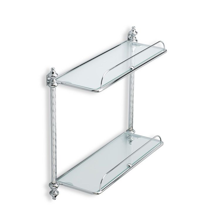 Nameeks G694-08 StilHaus Chrome Double Glass Bathroom Shelf - Chrome