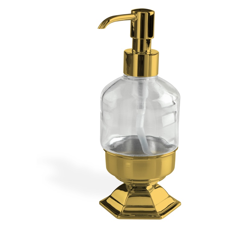 Nameeks MA30AP-16 StilHaus Contemporary Free Standing Crystal Glass Liquid Soap Dispenser - Gold