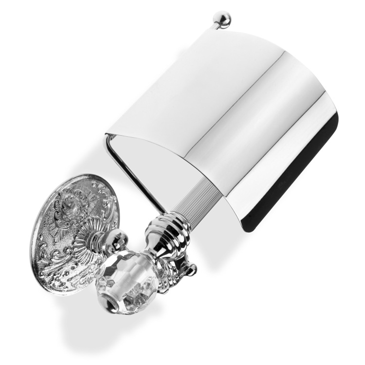 Nameeks NT11CV-08 StilHaus Luxury Toilet Roll Holder with Cover and Crystal Glass End Cap - Chrome