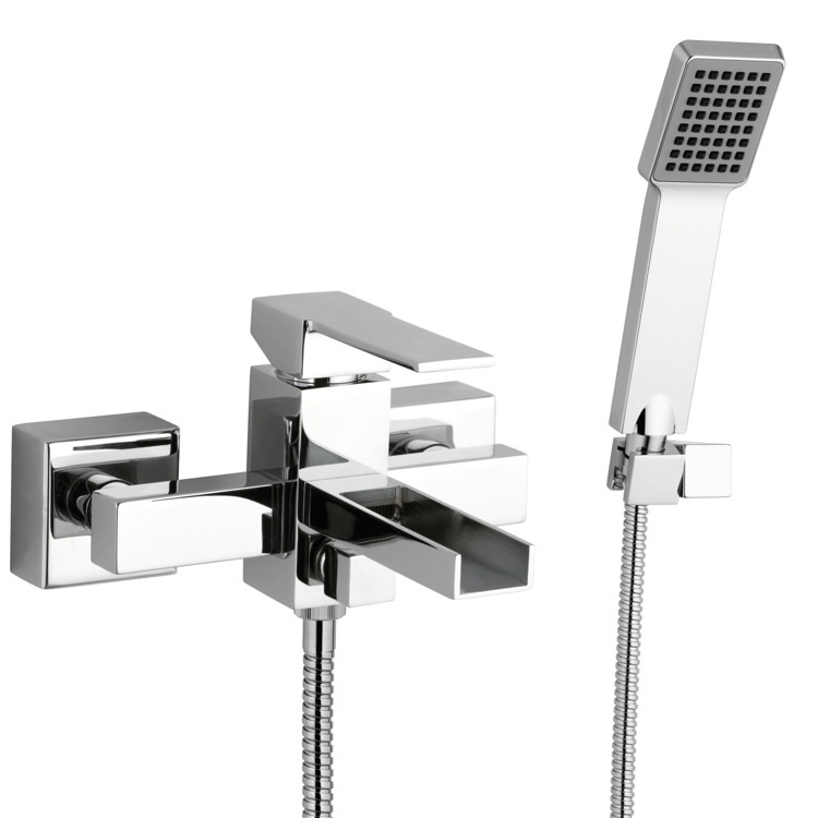 Nameeks QC02US Remer Single Lever External Bath Shower Mixer with Waterfall Spout and Hand Shower - Chrome