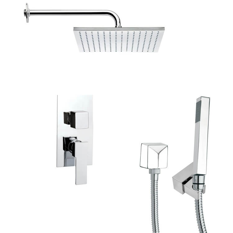 Nameeks SFH6099 Remer Square Shower Faucet Set with Hand Shower in Chrome - Chrome - Click Image to Close