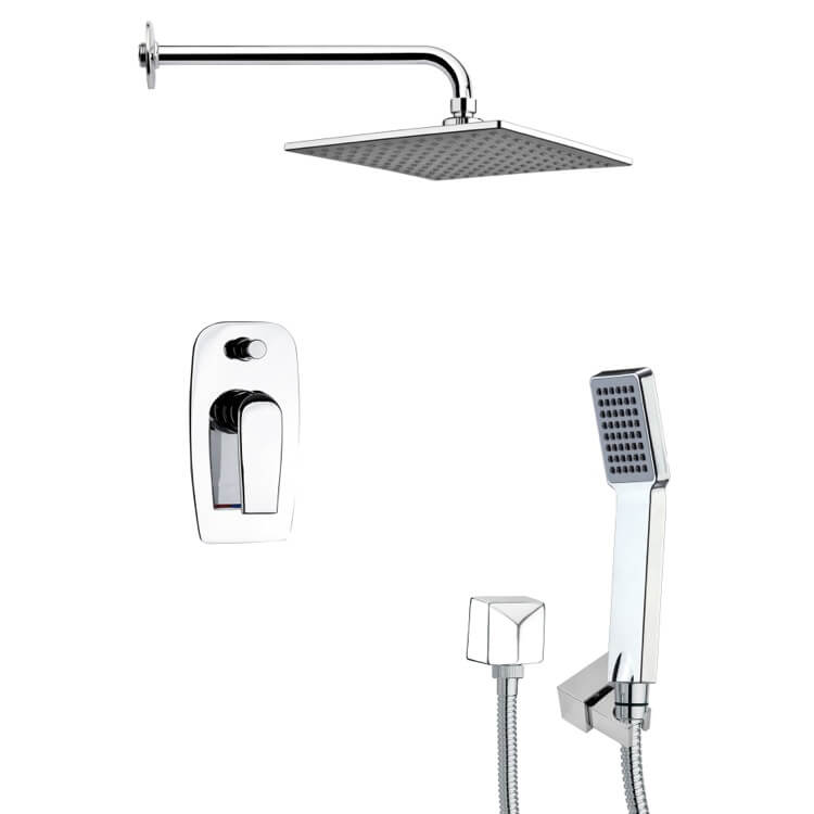 Nameeks SFH6111 Remer Square Chrome Contemporary Shower System - Chrome - Click Image to Close