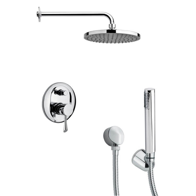 Nameeks SFH6151 Remer Chrome Round Shower Faucet Set with Handheld Shower - Chrome - Click Image to Close