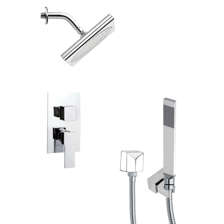 Nameeks SFH6193 Remer Square Modern Shower Faucet with Handheld Shower - Chrome - Click Image to Close