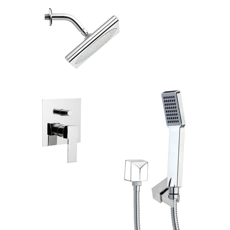 Nameeks SFH6194 Remer Square Modern Shower Faucet with Hand Shower - Chrome - Click Image to Close