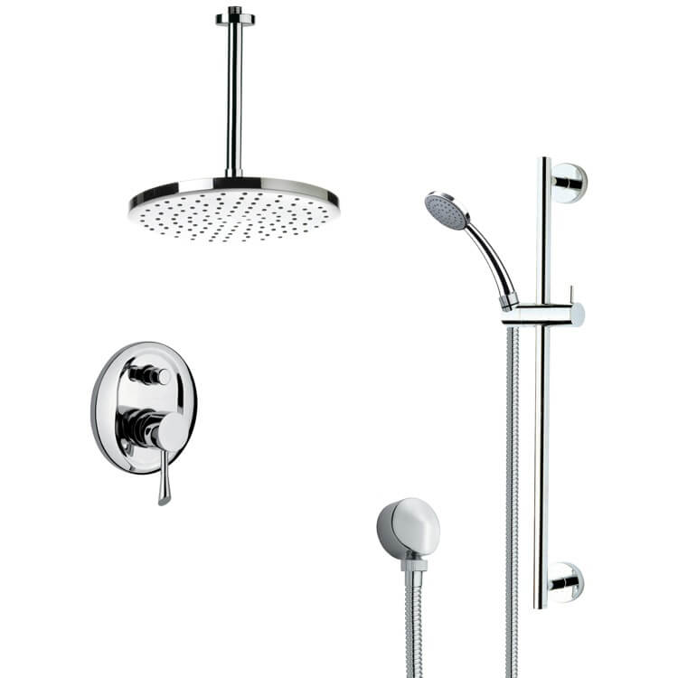 Nameeks SFR7014 Remer Sleek Round Rain Shower Faucet with Handheld Shower - Chrome