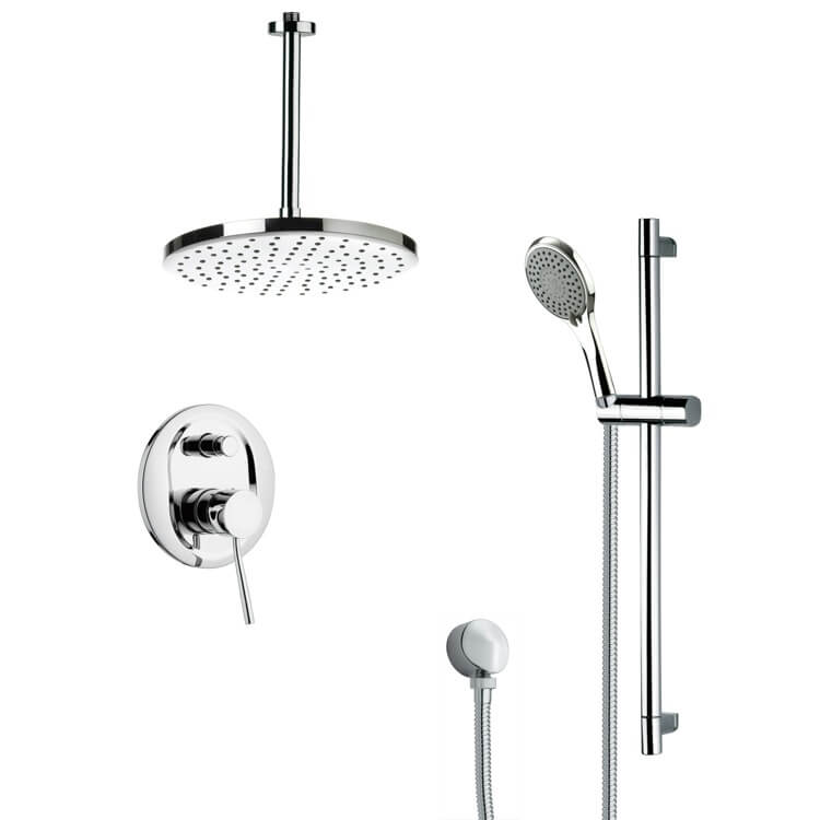 Nameeks SFR7016 Remer Sleek Round Rain Shower Faucet with Handheld Shower - Chrome