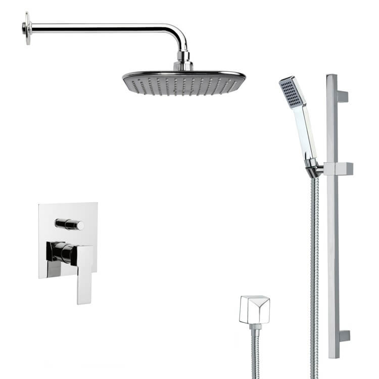 Nameeks SFR7036 Remer Modern Square Chrome Rain Shower Faucet Set - Chrome