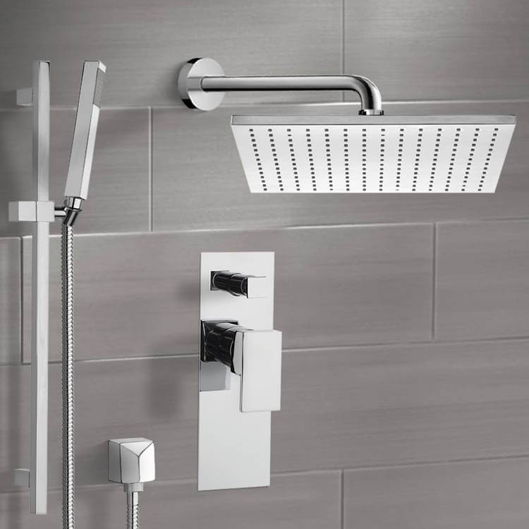 Nameeks SFR7099 Remer Contemporary Square Shower Faucet Set in 8 Finishes - Chrome - Click Image to Close