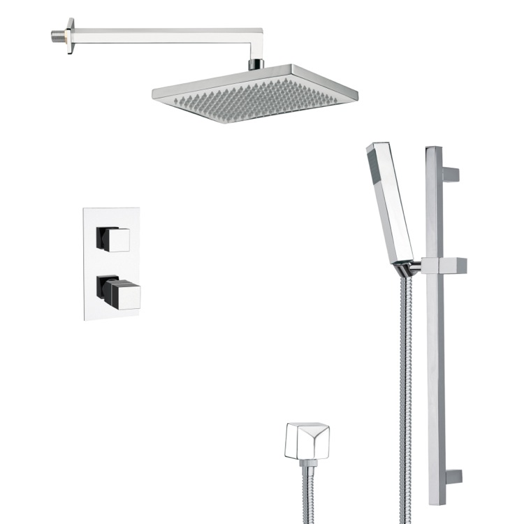 Nameeks SFR7402-CR Remer Chrome Shower System with 9.5" Rain Shower Head and Hand Shower - Chrome - Click Image to Close