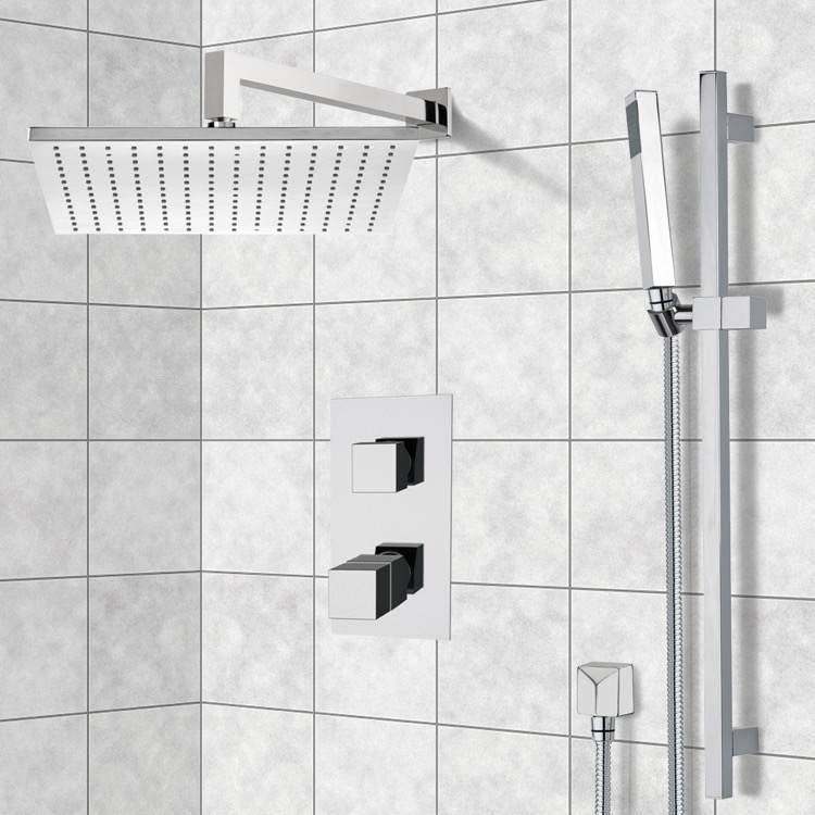 Nameeks SFR7403-CR Remer Chrome Shower System with 12" Rain Shower Head and Hand Shower - Chrome